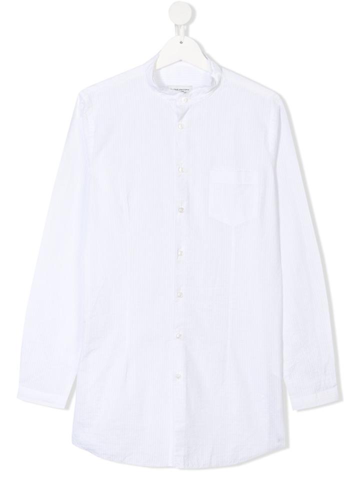 Paolo Pecora Kids Teen Mandarin Collar Shirt - White