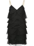 Balmain Pleated Scallop Dress - Black