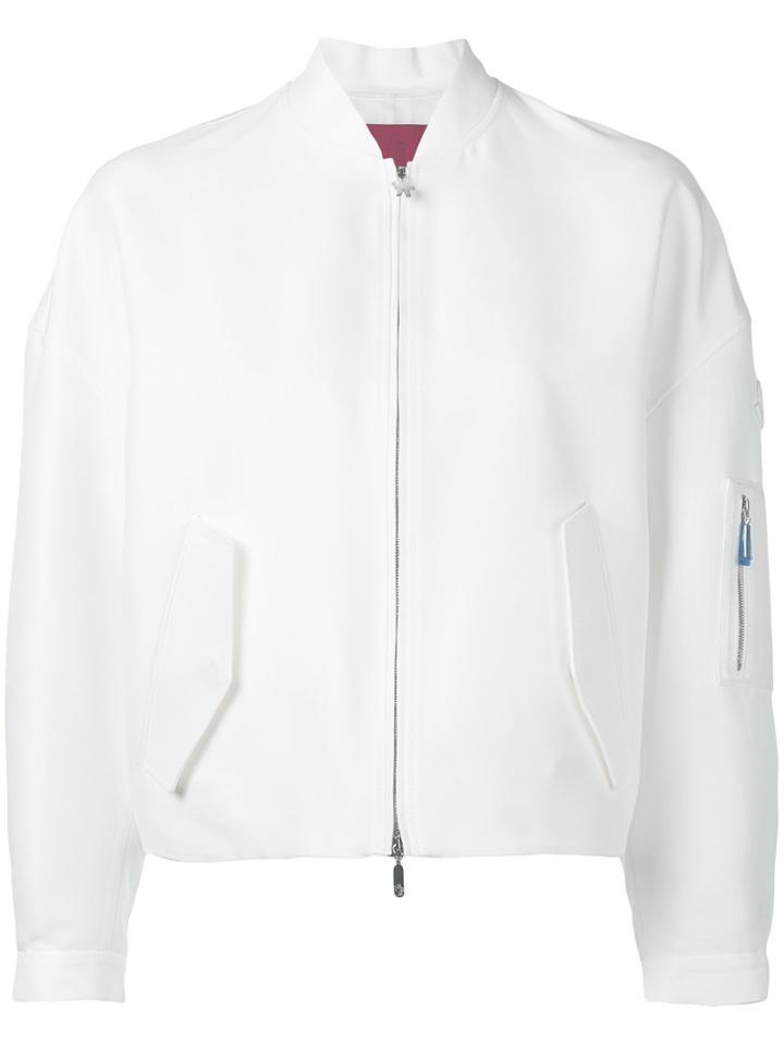 Moncler Gamme Rouge Hanna Elyse Cropped Jacket, Women's, Size: 0, White, Silk/polyamide