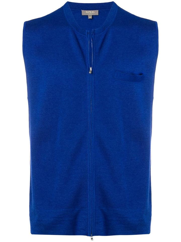 N.peal Zipped Knit Waistcoat - Blue