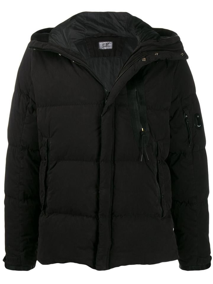 Cp Company Logo Lens Padded Coat - Black