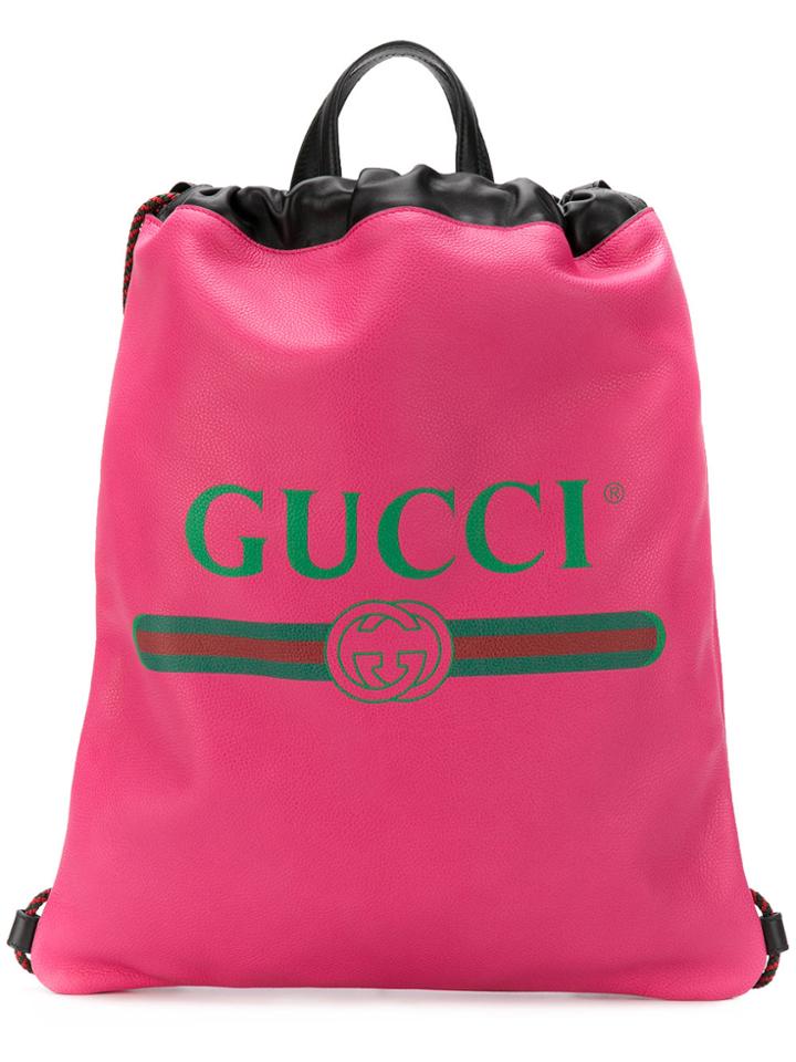 Gucci Logo Print Backpack - Pink & Purple