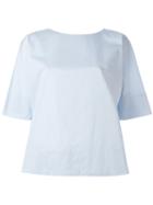 Alberto Biani Rear Pleat Blouse, Women's, Size: 40, Blue, Cotton