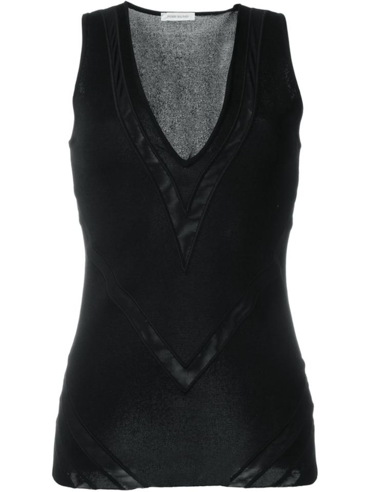 Pierre Balmain Fine Knit Panelled Top - Black
