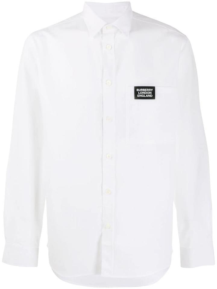 Burberry Logo Detail Stretch Cotton Poplin Shirt - White