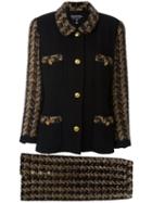 Chanel Vintage Tweed Skirt Suit, Women's, Size: 44, Black