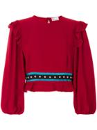 Red Valentino Cropped Frill Detail Blouse