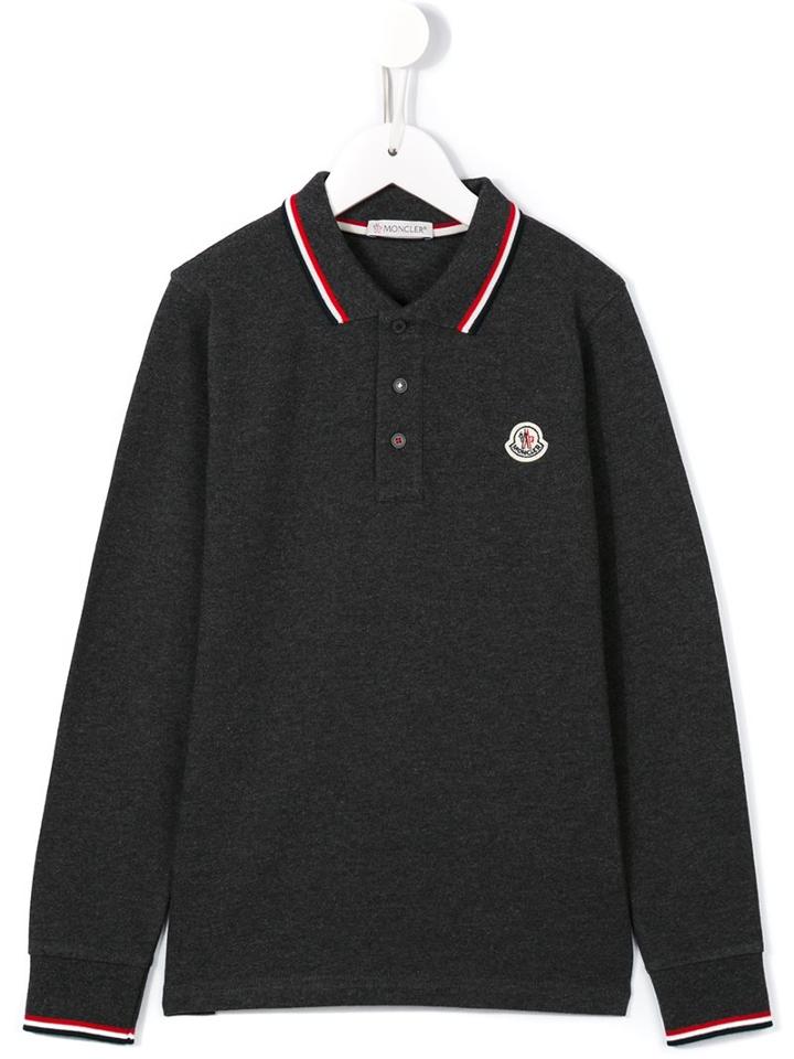 Moncler Kids Long Sleeve Polo Shirt, Boy's, Size: 6 Yrs, Grey