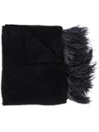 Valentino Feather Detailed Pleated Scarf - Black