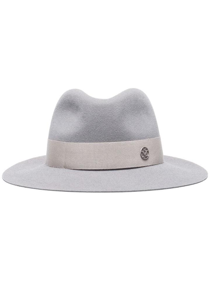 Maison Michel Grey Henrietta Rabbit Felt Fedora Hat