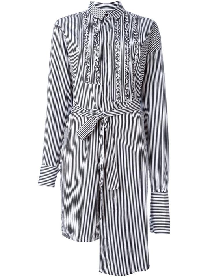 A.f.vandevorst Striped Asymmetric Longsleeved Dress, Women's, Size: 36, Black, Cotton