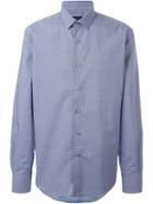 Lanvin Small Gingham Print Shirt, Men's, Size: 39, Blue, Cotton