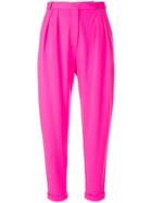 Styland Tapered Cropped Trousers - Pink & Purple