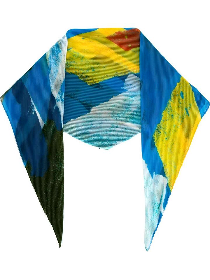 Issey Miyake Cauliflower Collage Print Pleated Scarf