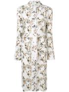 Off-white Floral Print Shirt Dress