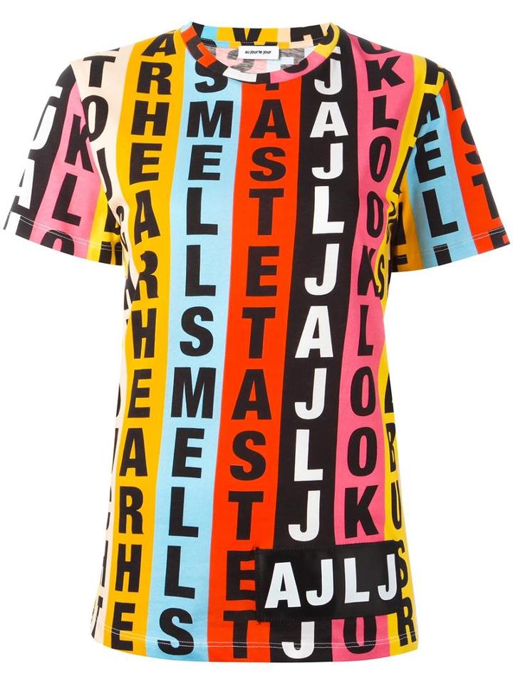 Au Jour Le Jour Letters Print Shortsleeved Sweatshirt, Women's, Size: 42, Cotton