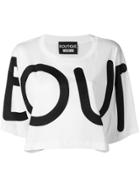 Boutique Moschino Cropped Printed T-shirt - White