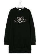 Fendi Kids Teen Faux Pearl-embellished Sweatshirt Dress - Black