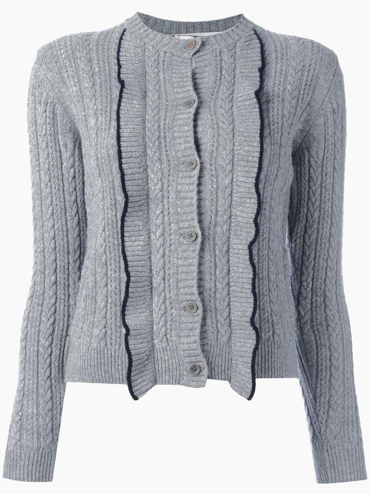 Chinti And Parker 'aran' Cardigan, Women's, Size: Small, Grey, Cashmere/merino