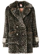 Shrimps Leopard Print Coat With Pearl Embellishments - Grey