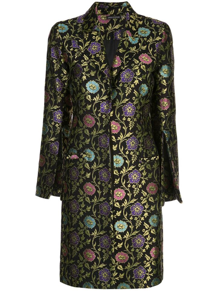 Josie Natori Ornate Floral Jacquard Coat - Black