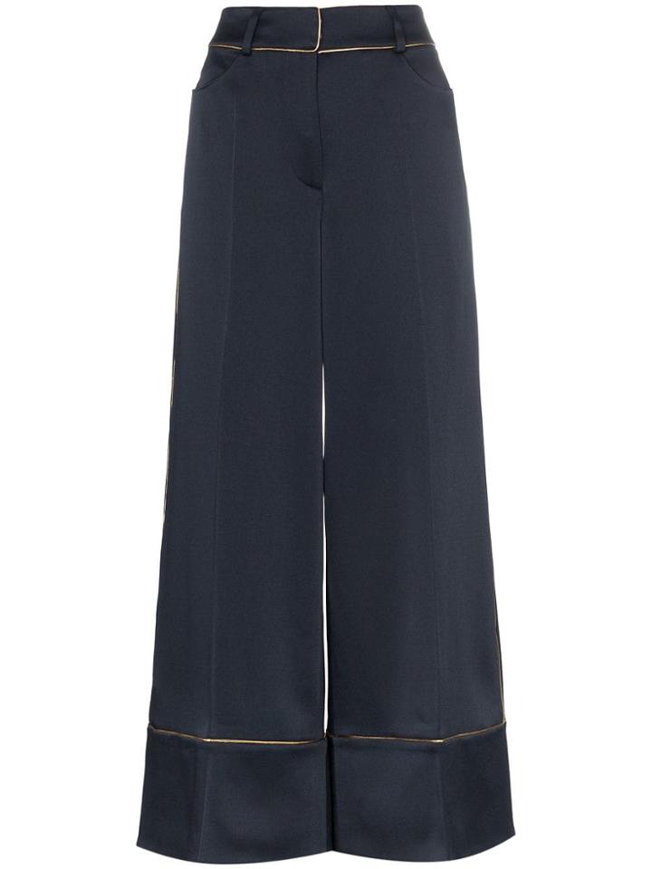 Peter Pilotto High-waisted Contrast Trim Wide-leg Trousers - Blue