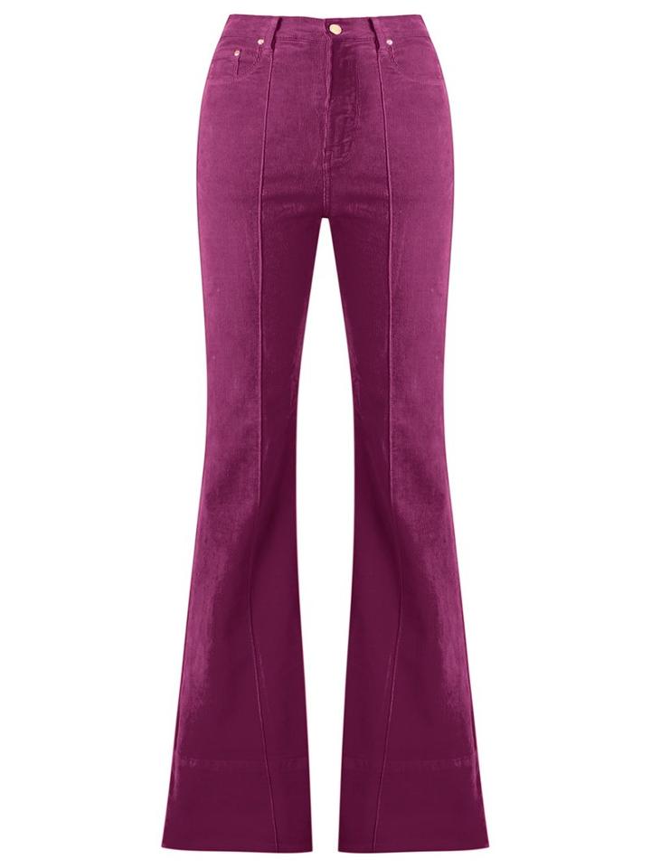 Amapô High Waist Velvet Flared Trousers, Women's, Size: 44, Pink/purple, Cotton/elastodiene