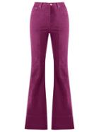Amapô High Waist Velvet Flared Trousers, Women's, Size: 44, Pink/purple, Cotton/elastodiene