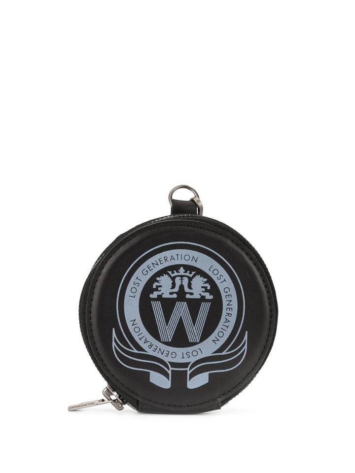 Wooyoungmi Slogan Print Coin Wallet - Black