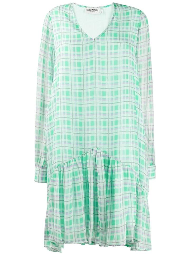 Essentiel Antwerp Tori Check Flared Dress - Green