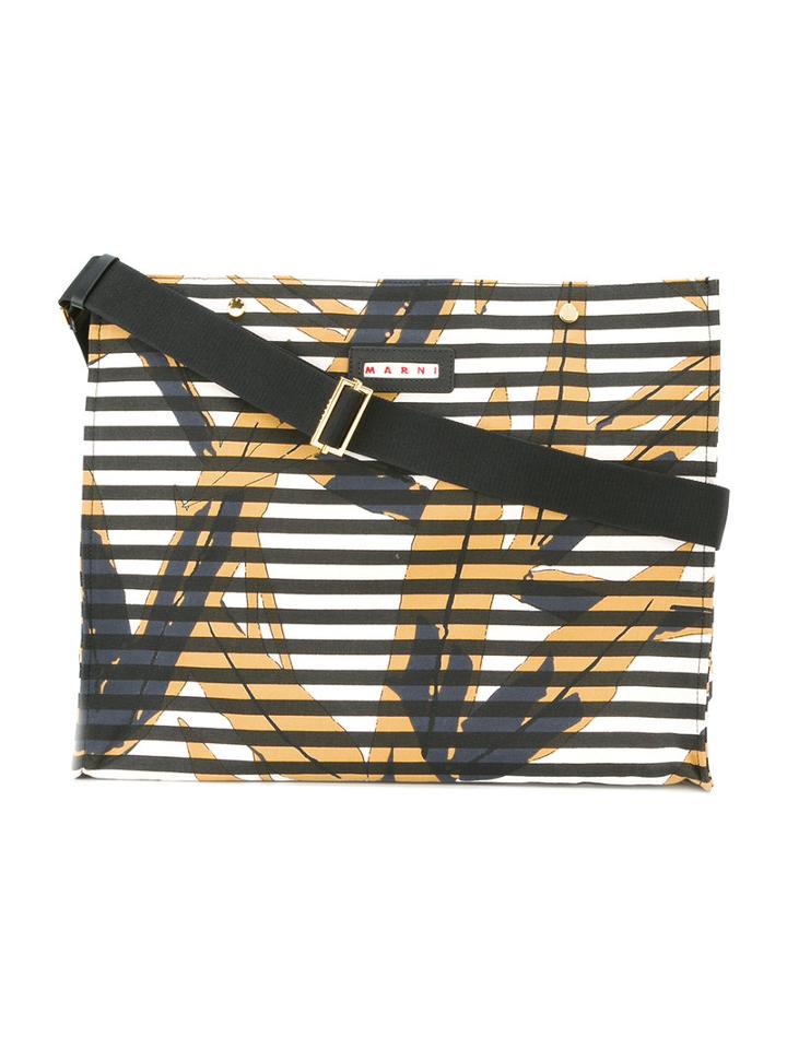 Marni - Striped Oversized Tote - Women - Cotton/calf Leather/nylon/metal - One Size, Nude/neutrals, Cotton/calf Leather/nylon/metal