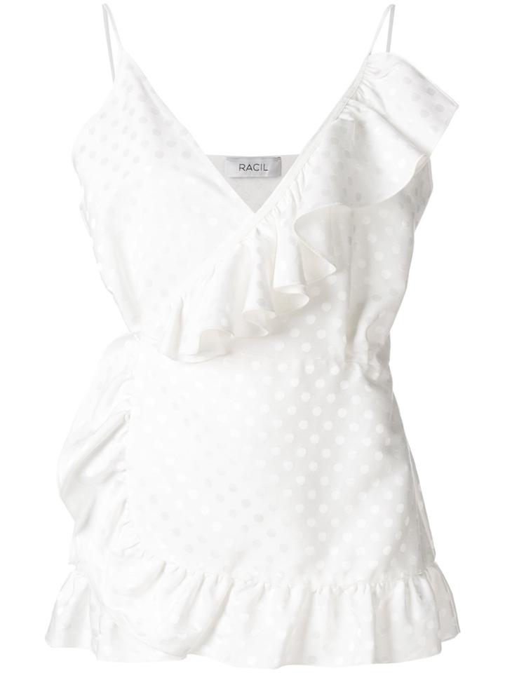 Racil Polka Dotted Flared Top - White