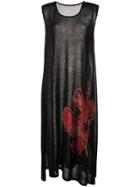 Yohji Yamamoto Flower Print Sleeveless Dress - Black