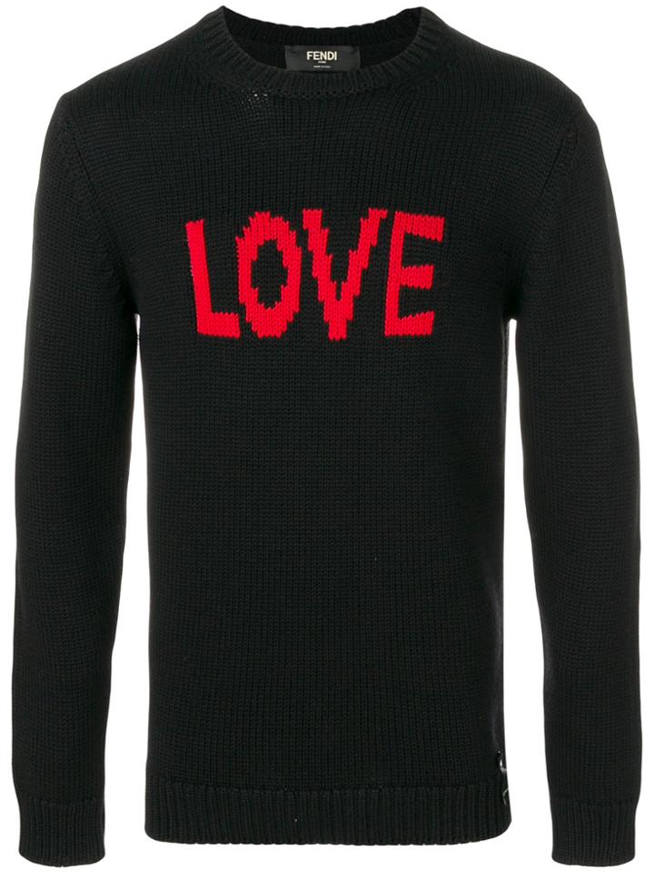 Fendi Love Intarsia Knit Jumper - Black