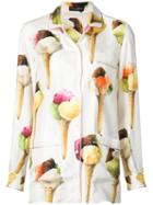Dolce & Gabbana - Ice Cream Print Pyjama Shirt - Women - Silk - 40, White, Silk