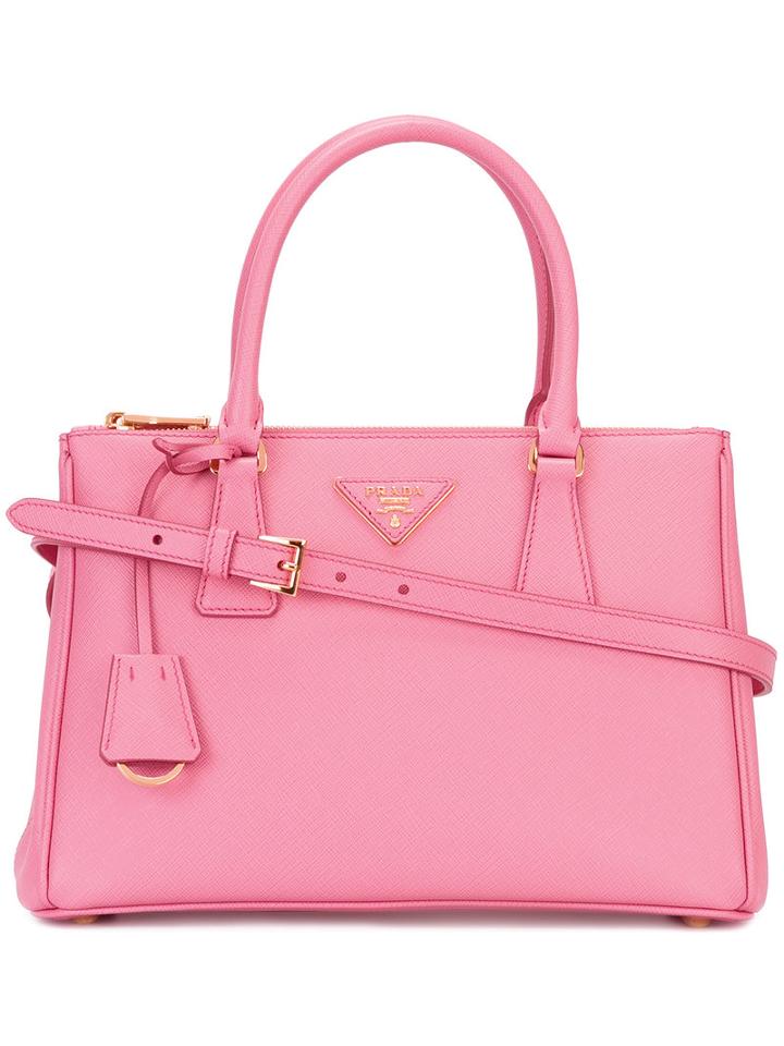Prada Brand Embellished Tote Bag, Women's, Pink/purple, Calf Leather