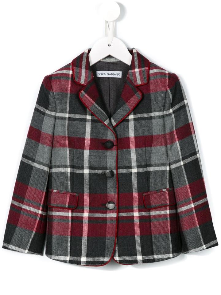 Dolce & Gabbana Kids Tartan Blazer, Girl's, Size: 12 Yrs, Grey