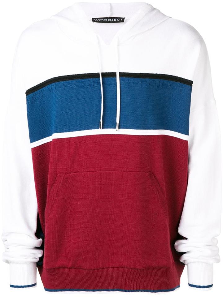 Y / Project Striped Knit Hoodie - White