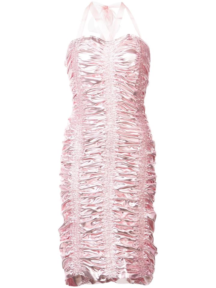Neith Nyer Ruched Bodycon Midi Dress - Pink & Purple