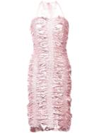 Neith Nyer Ruched Bodycon Midi Dress - Pink & Purple