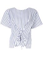 Ports Pure Striped Lace-up Top - White