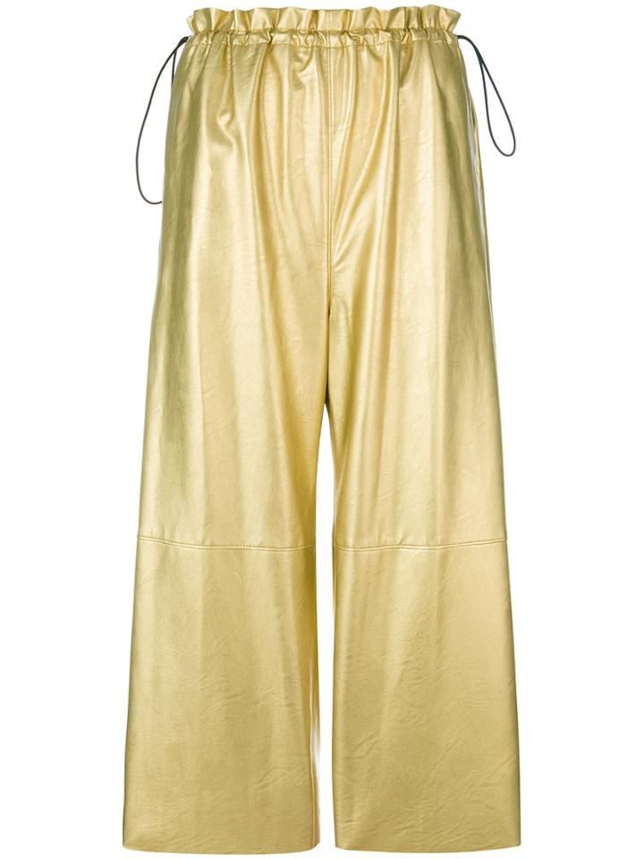 Mm6 Maison Margiela Metallic Cropped Trousers - Nude & Neutrals