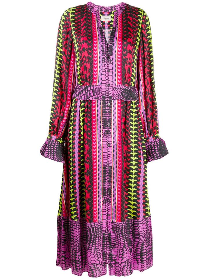 Temperley London Button Down Printed Dress - Purple