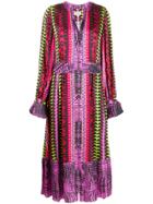 Temperley London Button Down Printed Dress - Purple