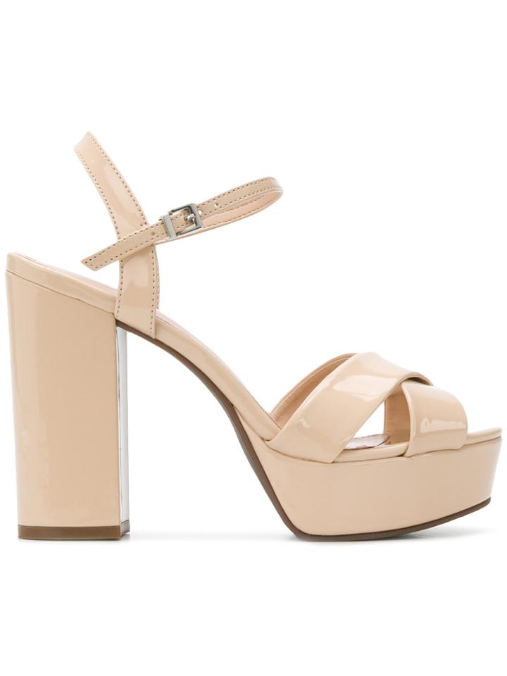 Schutz Chunky High Heel Sandals - Nude & Neutrals
