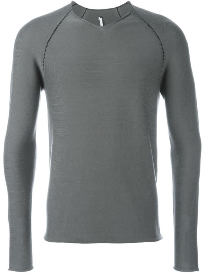 Label Under Construction V-neck Jumper, Men's, Size: 48, Grey, Cotton