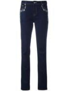 Sonia By Sonia Rykiel Eyelet Detail Jeans, Women's, Size: 36, Blue, Cotton/polyester/spandex/elastane/aluminium