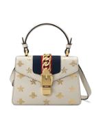 Gucci Sylvie Bee Star Mini Leather Bag - White