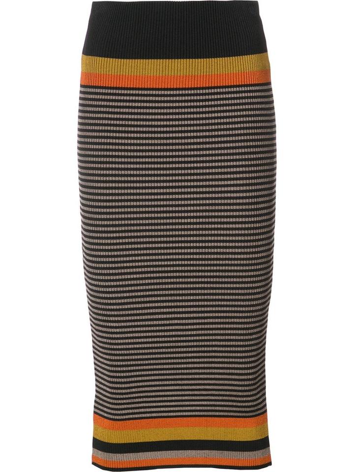 Osklen - Striped Knitted Skirt - Women - Polyamide/spandex/elastane/viscose - G, Brown, Polyamide/spandex/elastane/viscose