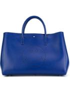 Anya Hindmarch Smiley Maxi Featherweight Ebury Tote, Women's, Blue, Calf Leather